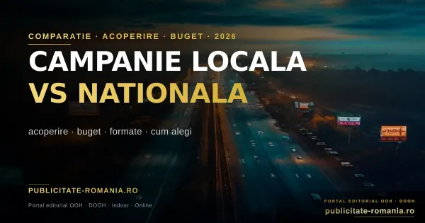 Harta cu panouri publicitare in mai multe orase din Romania — campanie OOH nationala vs locala 2026