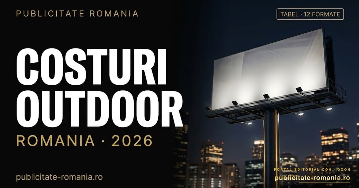 Costuri publicitate outdoor Romania 2026 - tabel formate cu intervale reale