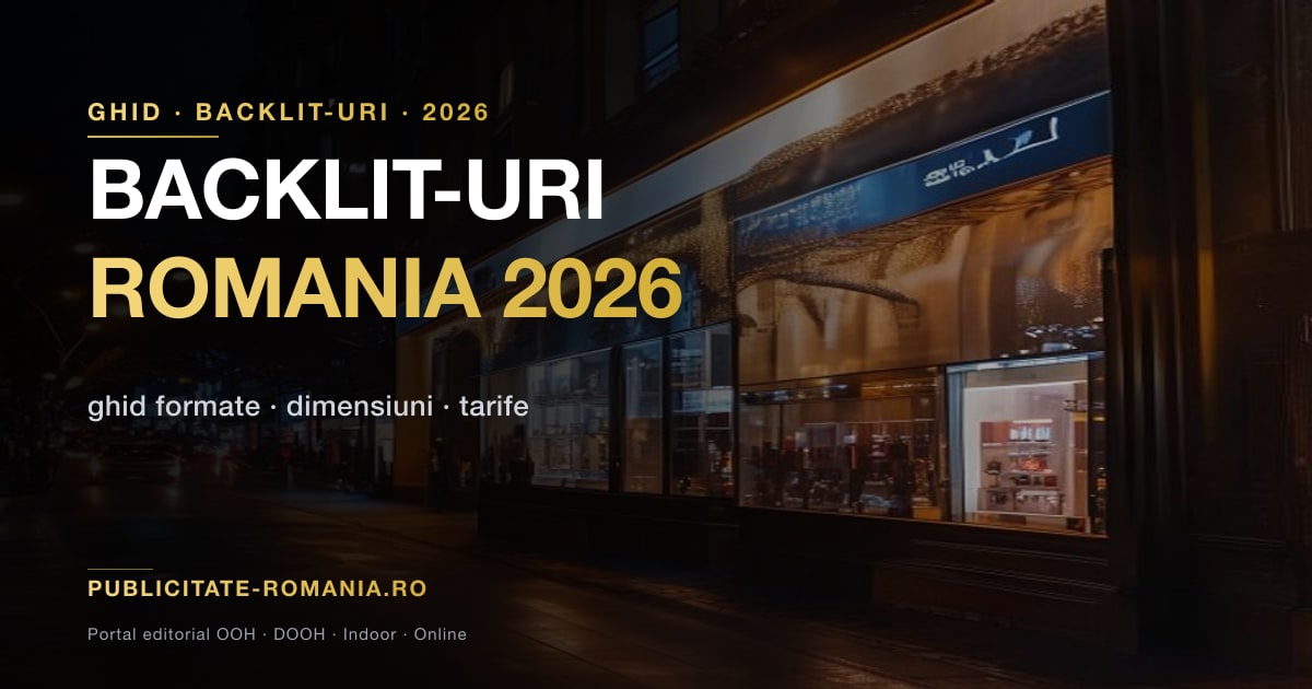 Backlit publicitar iluminat intr-o statie de metrou din Romania — caseta luminoasa format city-light