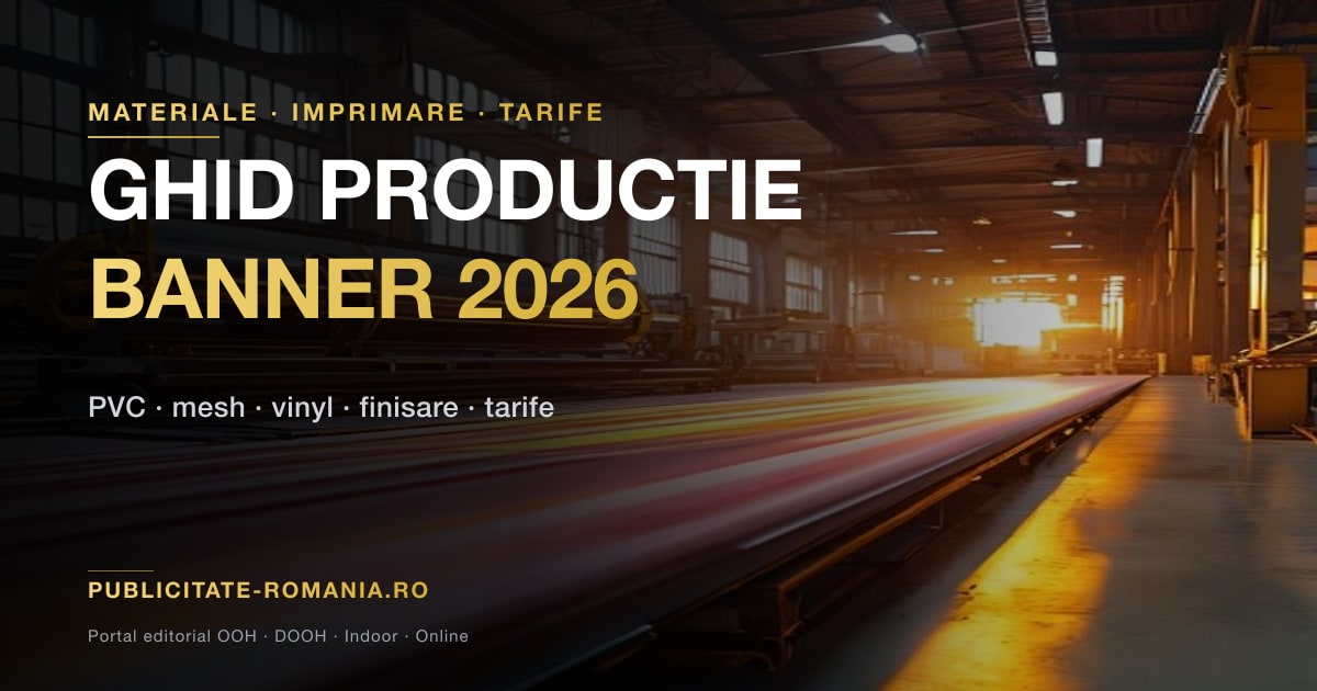 Ghid productie banner publicitar Romania 2026 - materiale si imprimare