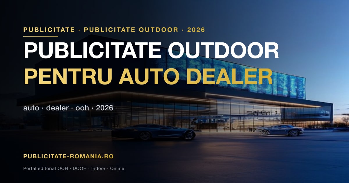 Panou publicitar mare pe autostrada cu reclama pentru dealer auto Romania
