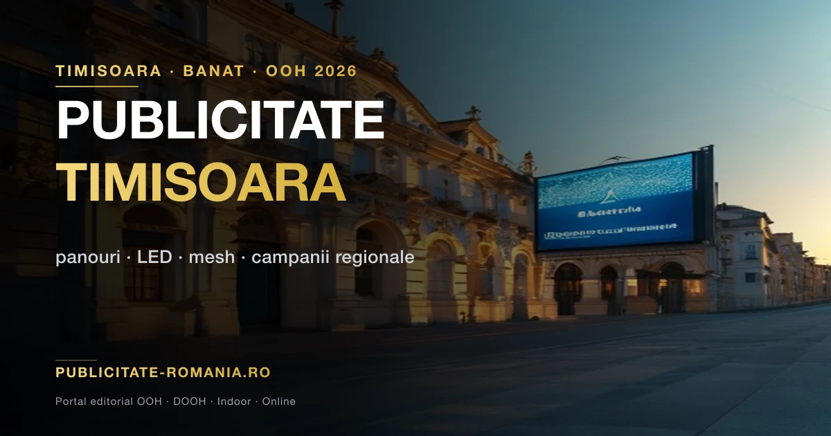 Publicitate outdoor Timisoara 2026 - panouri si DOOH polul vest