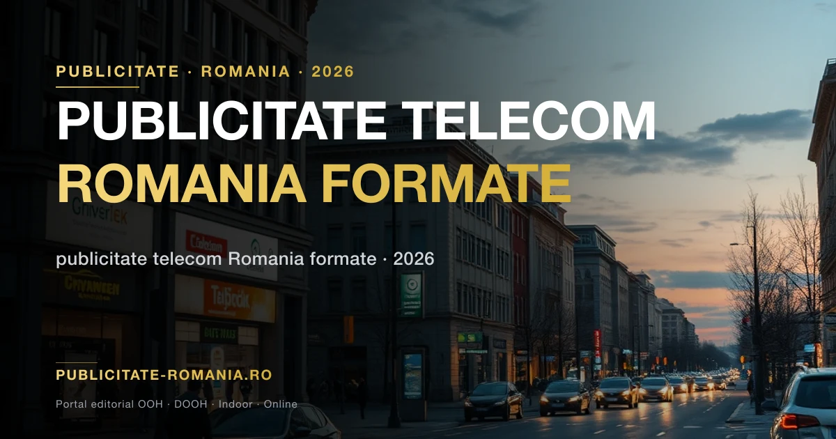 Panou publicitar telecom Romania - formate outdoor si DOOH 2026